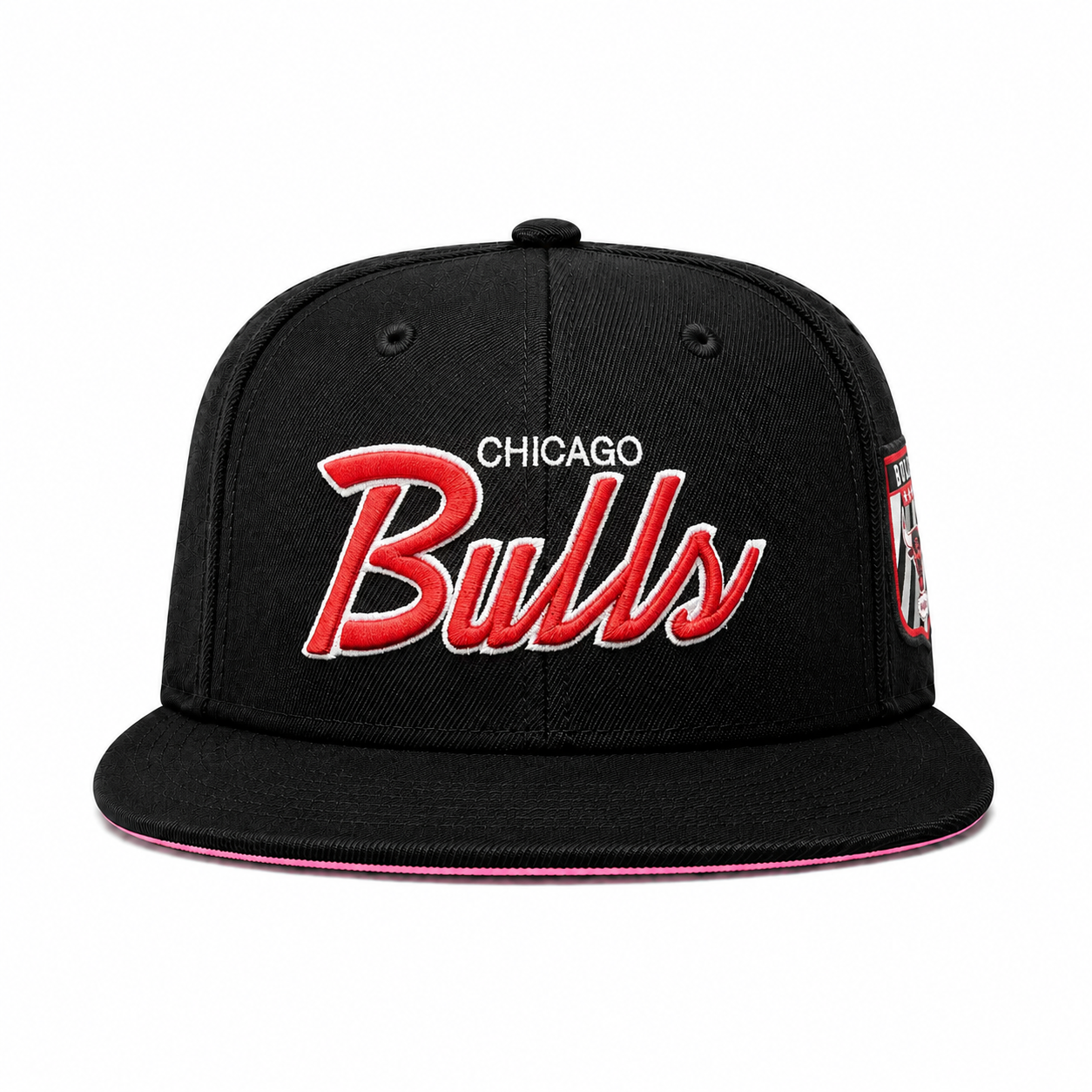 Chicago Bulls 'Script Logo' Black/Red Mitchell & Ness Snapback - Product Image