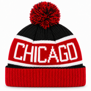 Chicago Bulls Ribbed '47 Brand Pom Cuff Knit Beanie - Black/Red - Product Image