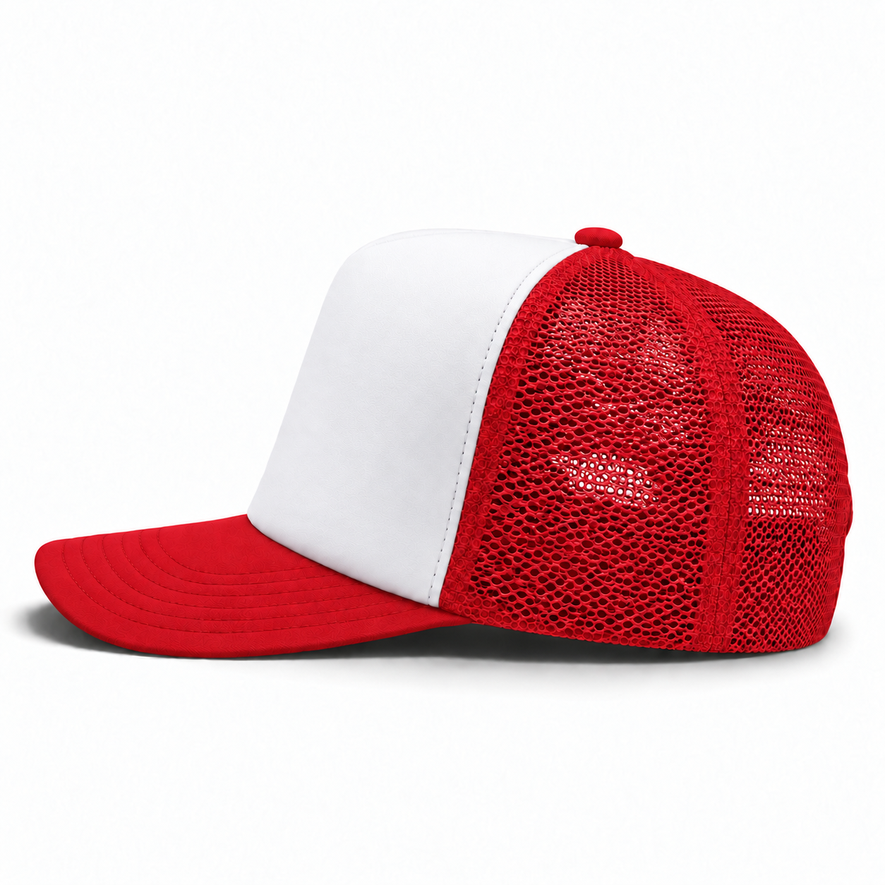 Pit Bull Cambridge PB114 Blank 5-Panel High Frame Foam Adjustable Snapback Hat - White/Red