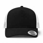 YP Classics A-Frame Blank 5-Panel Adjustable Trucker Snapback Hat - Black/White