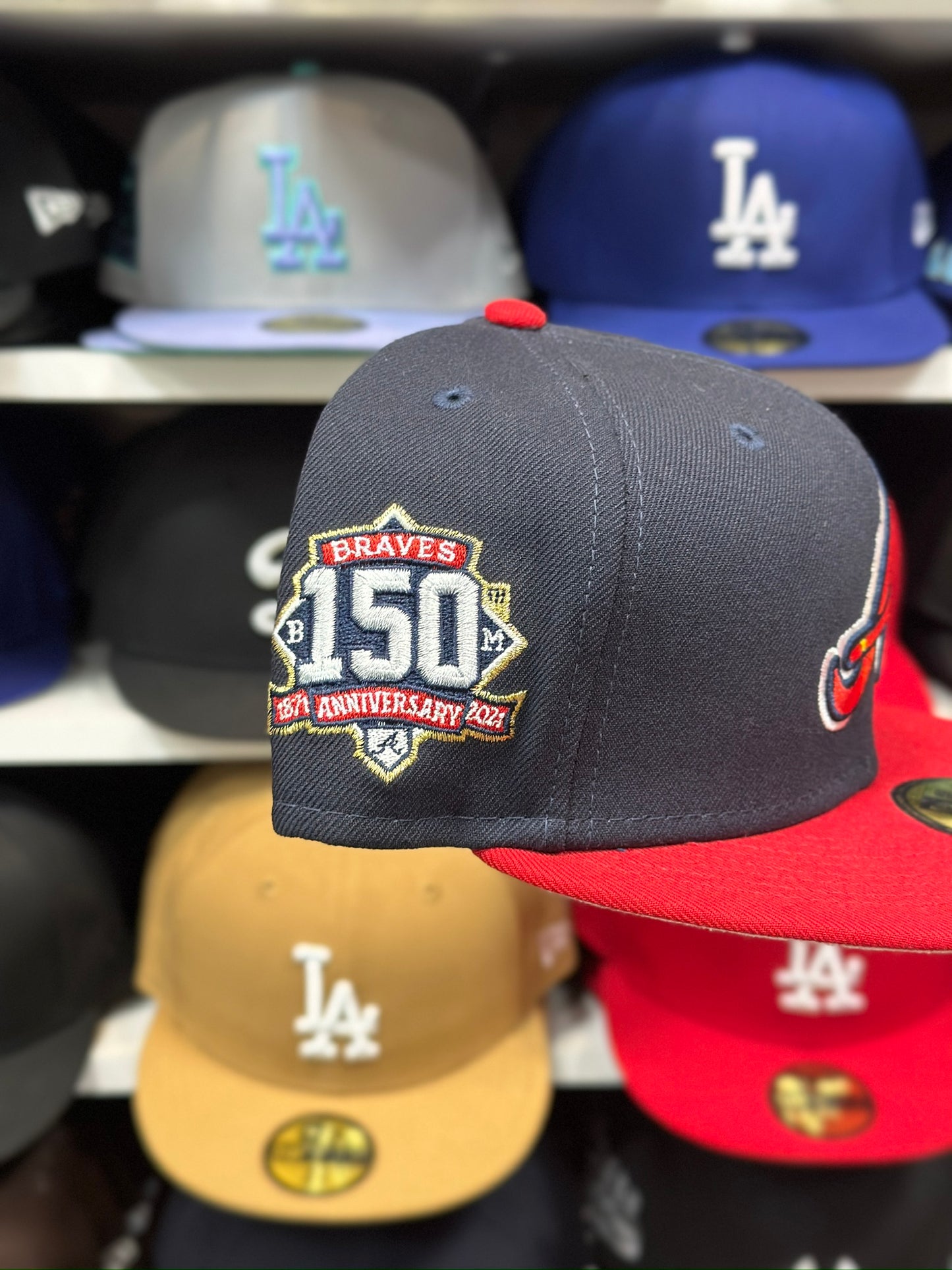 Atlanta Braves MLB '150th Anniversary' Patch | New Era 59FIFTY Fitted Cap | Navy/Red