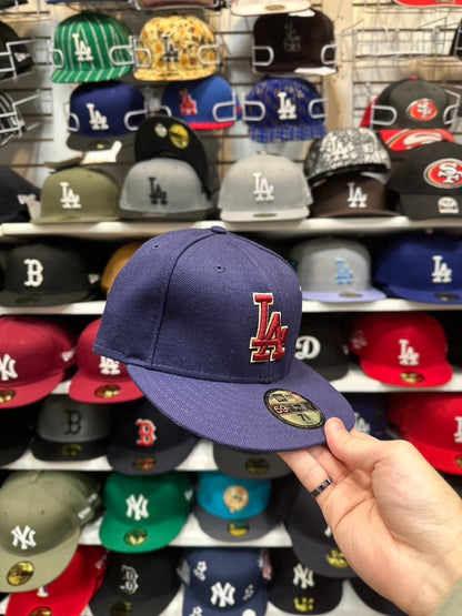 LA Dodgers MLB Vintage Fitted Hat | New Era 59FIFTY Sized Cap | Purple-Blue