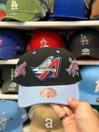 LA Angels MLB Snapback | Mitchell & Ness Pro Crown Adjustable Hat | Navy/Light Blue