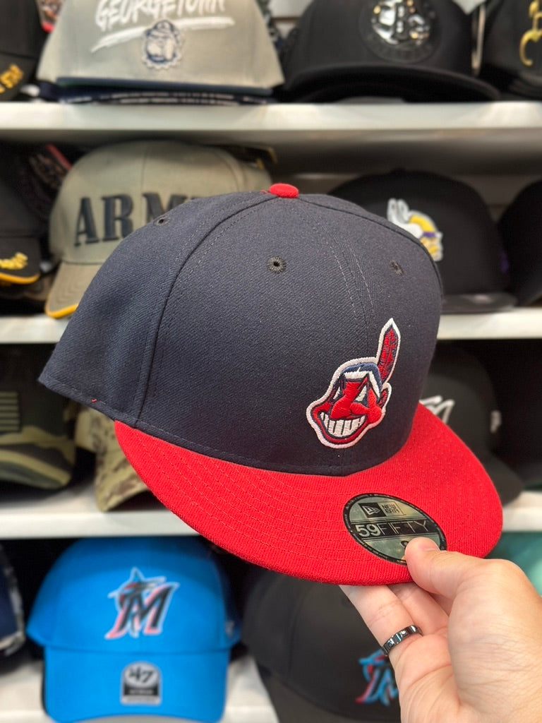 Cleveland Indians MLB Fitted Cap | New Era 59FIFTY Sized Cap | Navy/Red