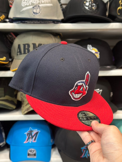 Cleveland Indians MLB Fitted Cap | New Era 59FIFTY Sized Cap | Navy/Red