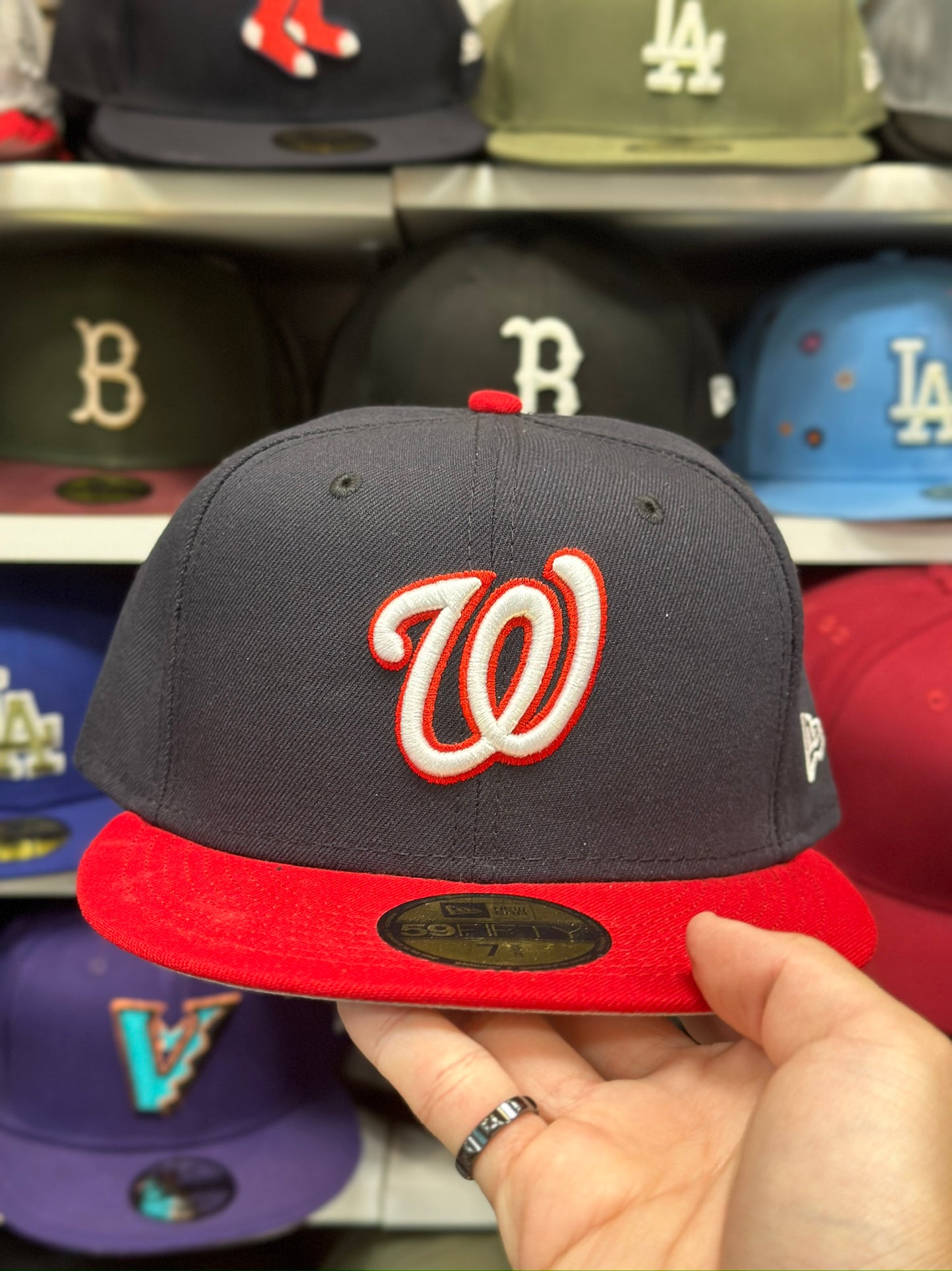 Washington Nationals MLB Fitted Hat | Classic New Era 59FIFTY Sized Cap | Navy/Red