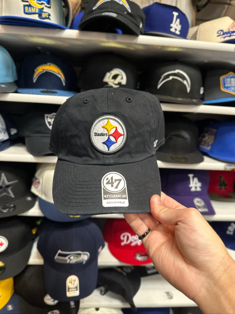 Pittsburgh Steelers NFL Dad Cap | '47 Brand Clean Up Adjustable Curve Hat | Black