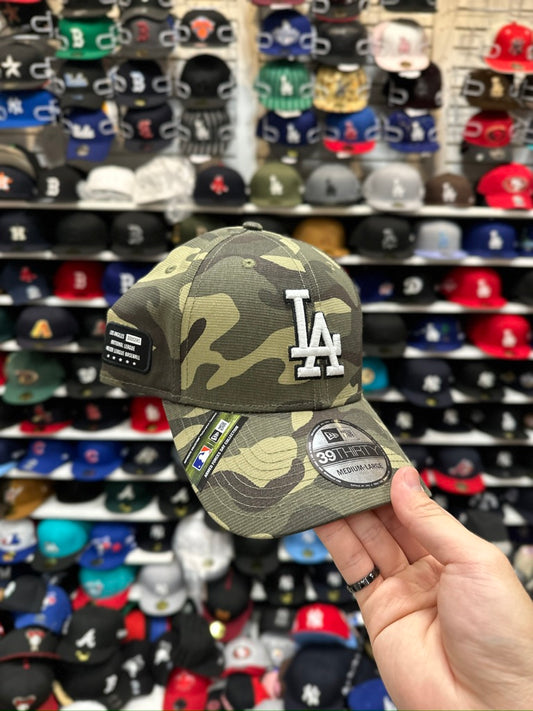 LA Dodgers MLB Ball Cap | New Era 39THIRTY Adjustable Velcro Strap | Camouflage