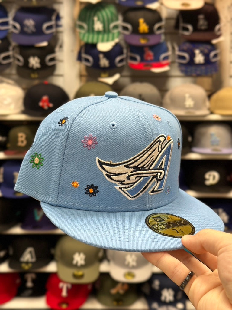 LA Angels MLB Floral Patches | New Era 59FIFTY Fitted Cap | Light Blue