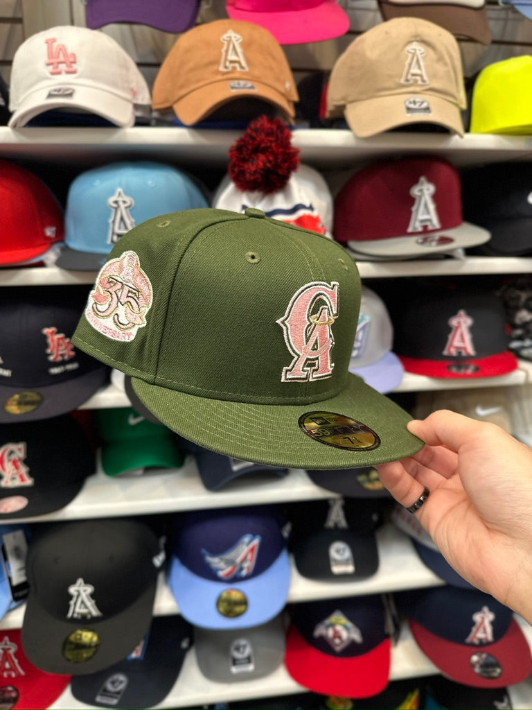 LA Angels MLB '35 Year Anniversary' Patch | New Era 59FIFTY Fitted Cap | Olive