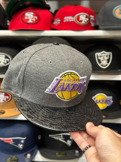 LA Lakers NBA Leather Accents | New Era 9FIFTY Snapback | Gray/Black