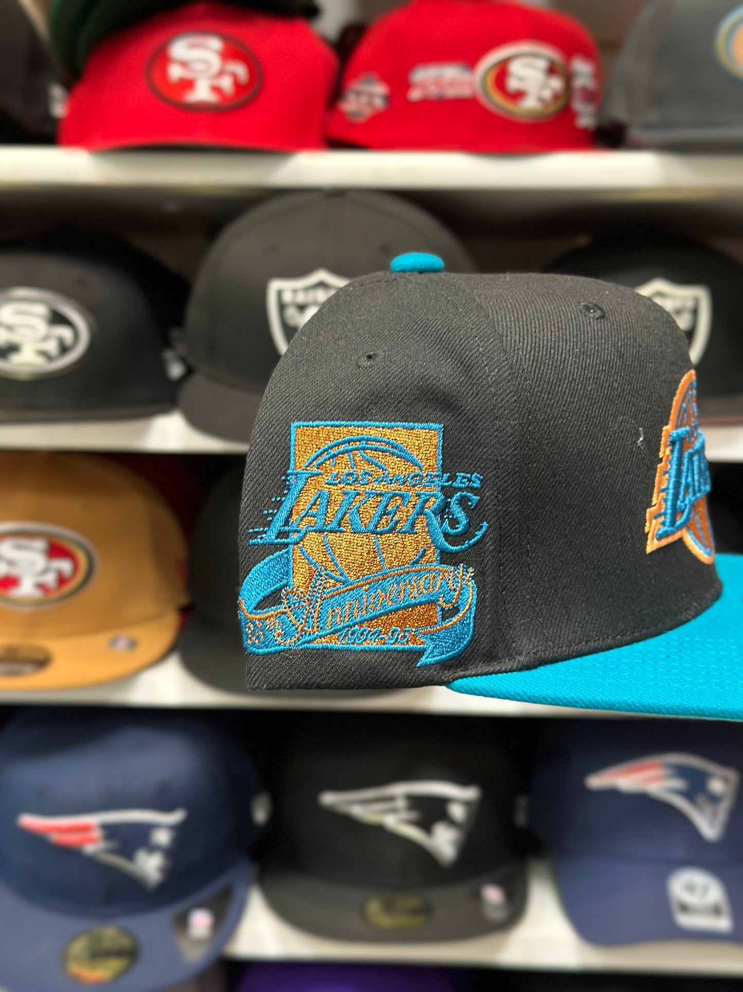 LA Lakers NBA 25th Anniversary | Mitchell & Ness Original Fit Adjustable Snapback | Black/Teal