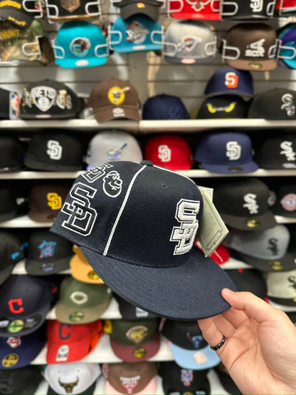 San Diego Padres MLB Vintage Fitted Hat | American Needle Sized Cap | Deep Navy