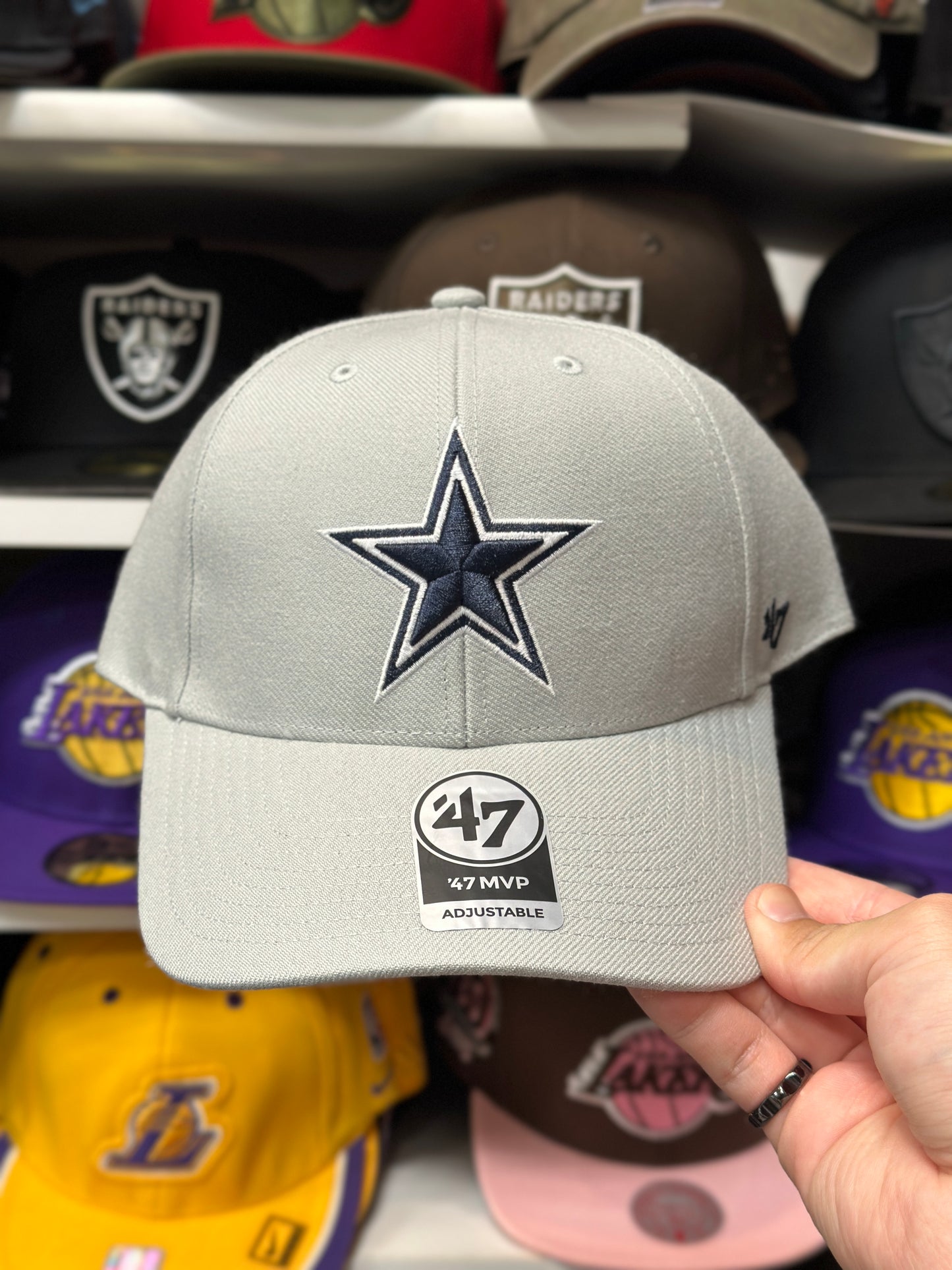 Dallas Cowboys NFL Ball Cap | '47 Brand MVP Adjustable Curve Cap | Gray