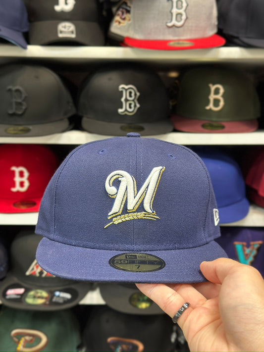 Milwaukee Brewers MLB Fitted Hat | New Era 59FIFTY Sized Cap | Navy