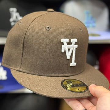 New Era Los Angeles Dodgers 'Upside Down Logo' 59FIFTY Fitted Hat | Brown