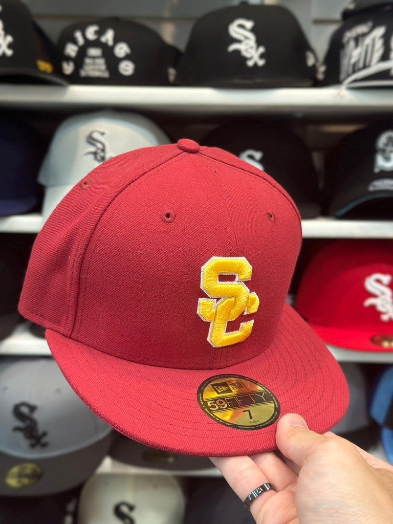 USC Trojans NCAA Fitted Cap | New Era 59FIFTY Sized Hat | Red