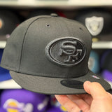 New Era San Francisco 49ers All Black 9FIFTY Adjustable Snapback Hat