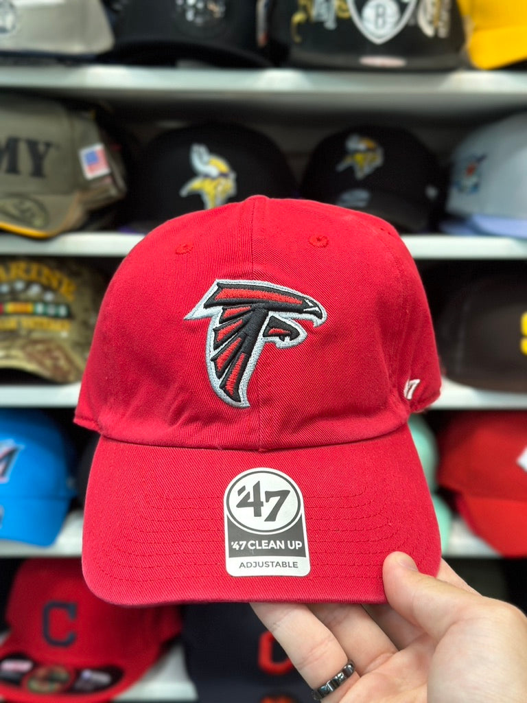 Atlanta Falcon NFL Dad Cap | '47 Brand Clean Up Adjustable Curve Hat | Red