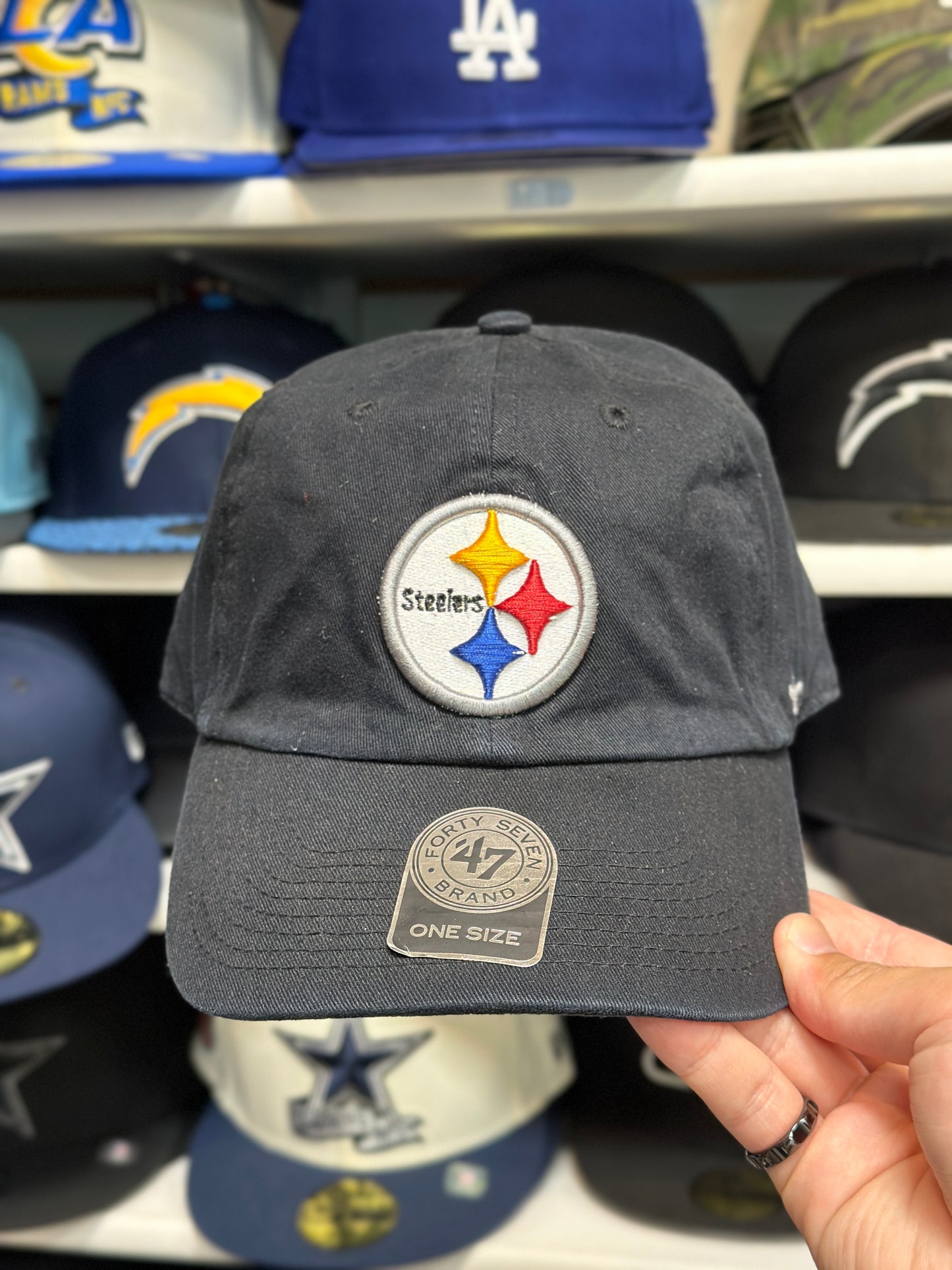 Pittsburgh Steelers NFL Dad Cap | '47 Brand Clean Up Adjustable Curve Hat | Black