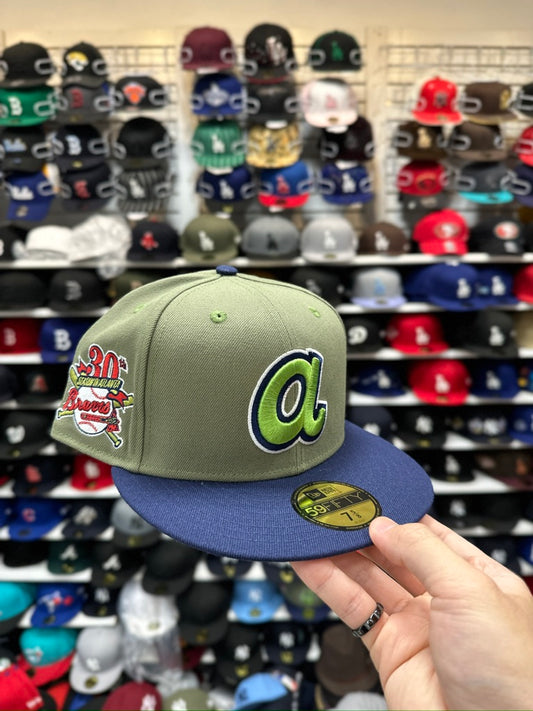 Atlanta Braves MLB '30th Anniversary' Patch | New Era 59FIFTY Fitted Cap | Olive/Blue