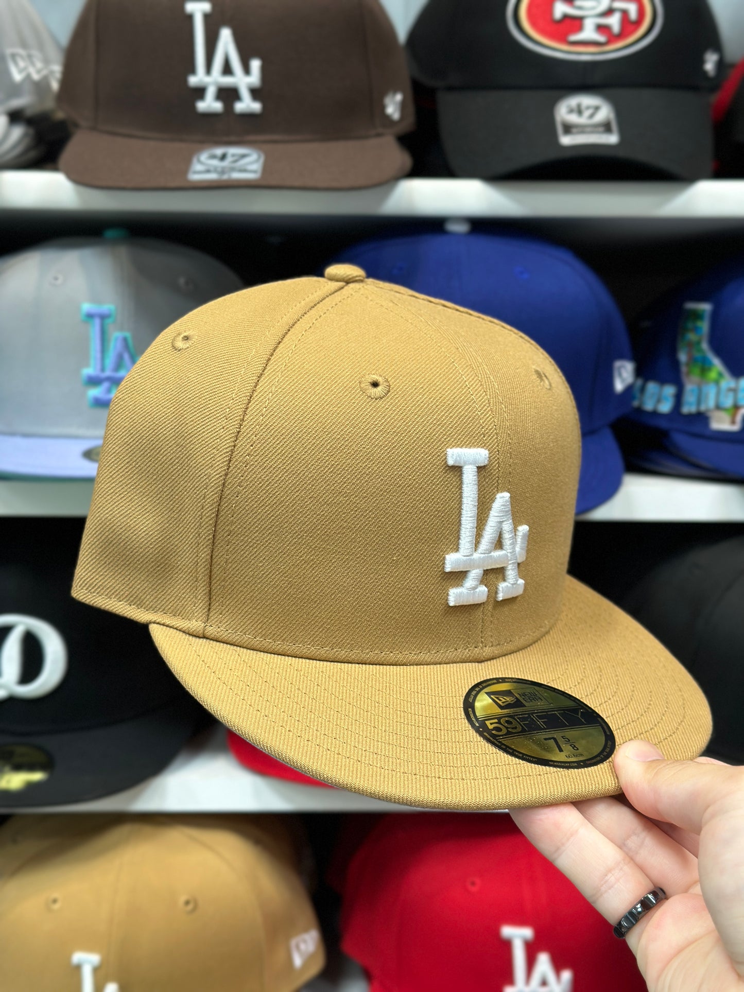 LA Dodgers MLB Fitted Cap | New Era 59FIFTY Sized Hat | Caramel