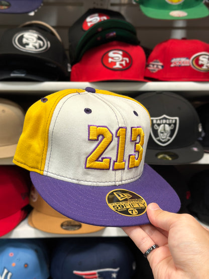 LA Lakers NBA Rare ‘213’ | Vintage New Era 59FIFTY Fitted | Yellow/White/Purple