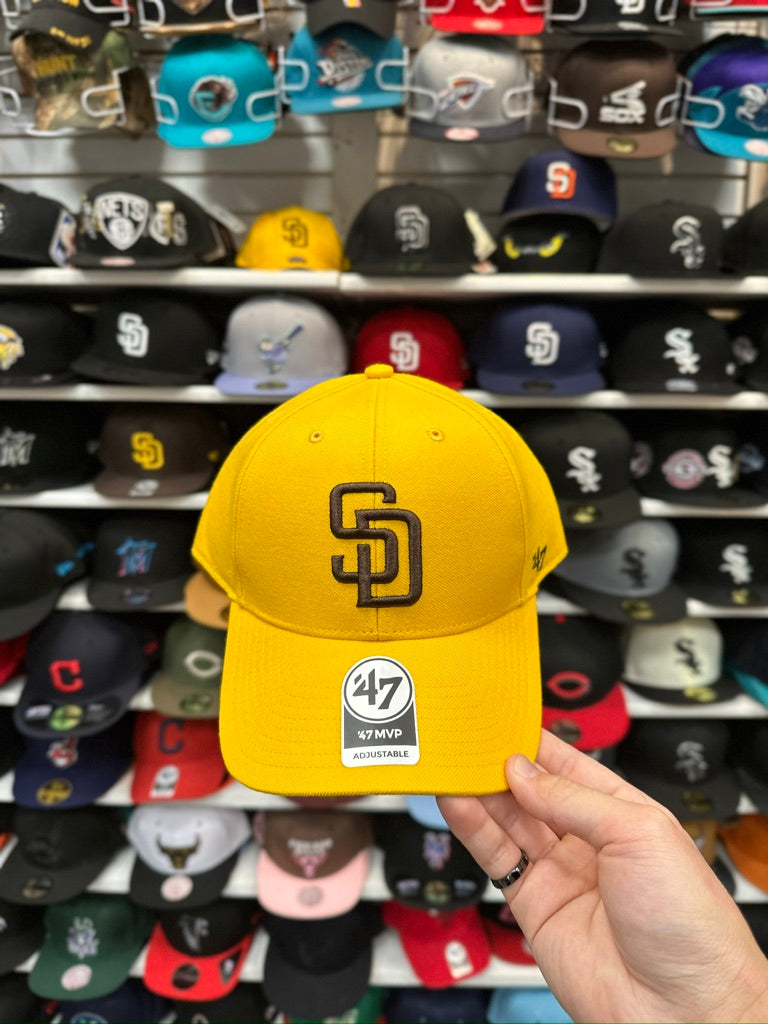 San Diego Padres MLB Ball Cap | '47 Brand MVP Adjustable Curve Cap | Yellow