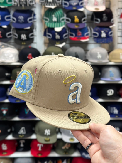 LA Angels MLB Floral '25th Anniversary' Patch | New Era 59FIFTY Fitted Cap | Tan