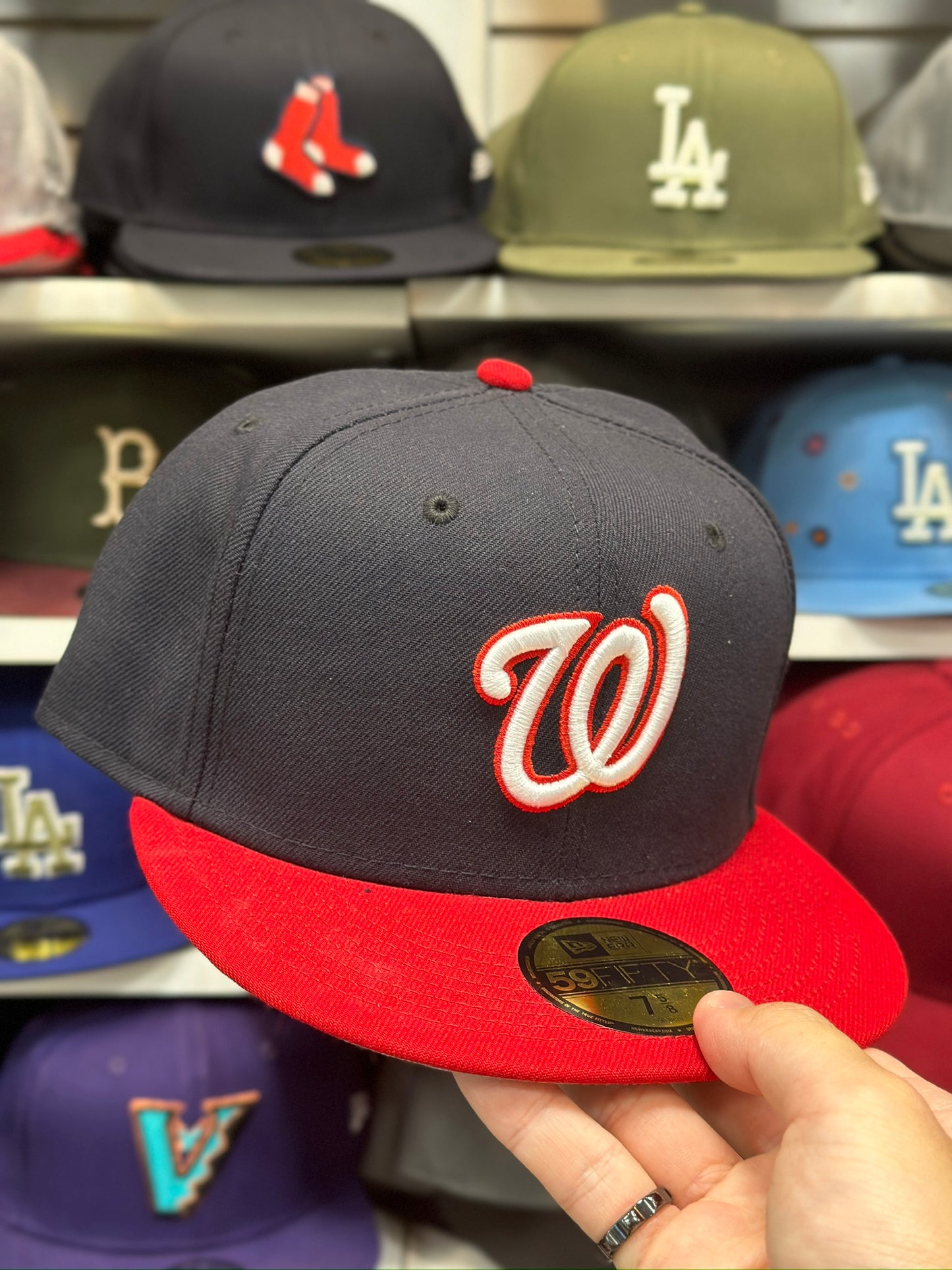 Washington Nationals MLB Fitted Hat | Classic New Era 59FIFTY Sized Cap | Navy/Red