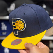 Indiana Pacers Blue/Yellow Mitchell & Ness Snapback - Product Image