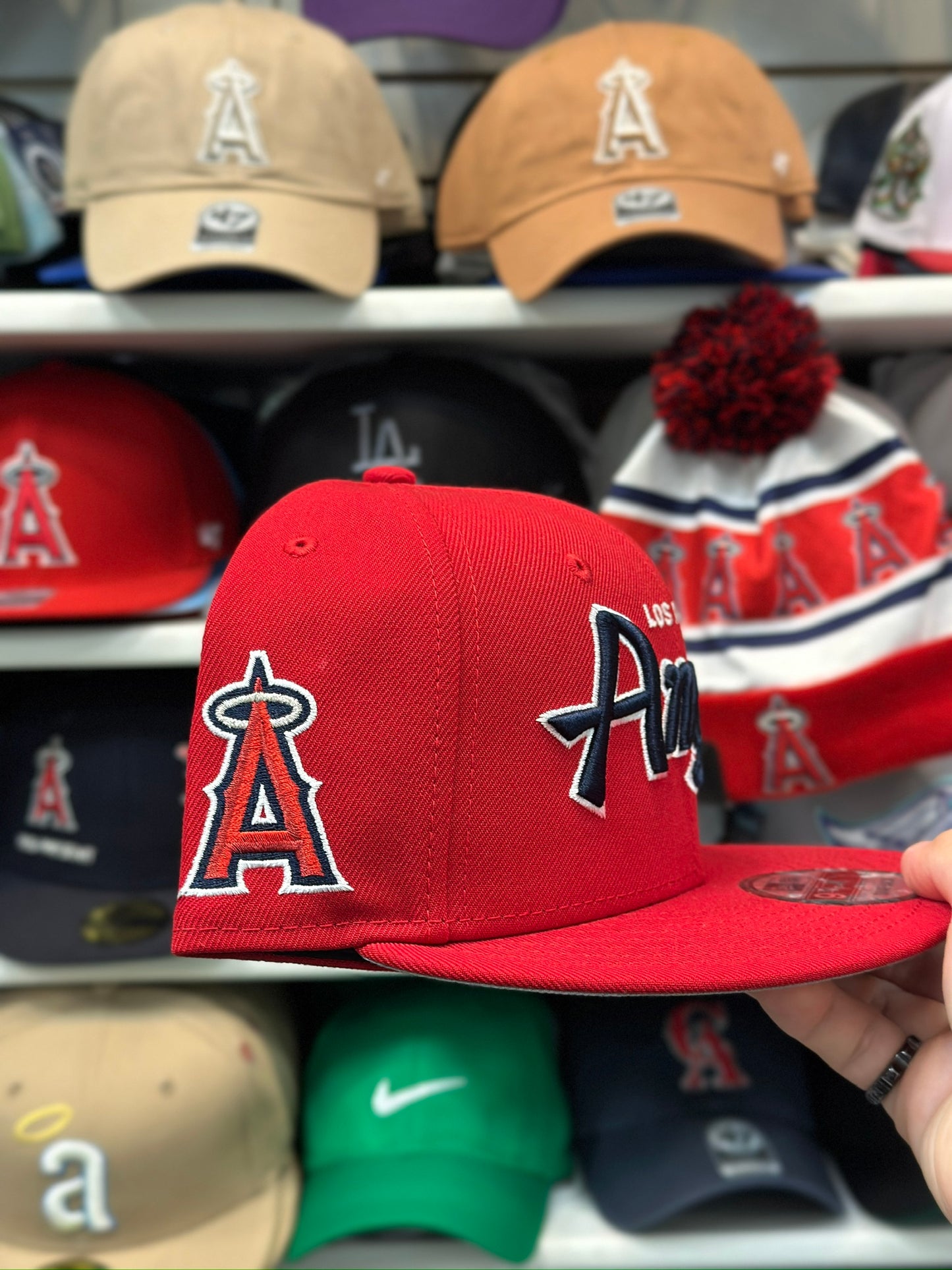 LA Angels MLB Retro Script Logo Snapback | New Era 9FIFTY Adjustable Snap | Red