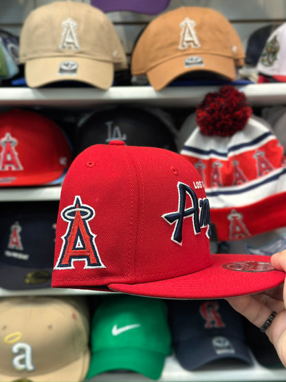 LA Angels MLB Retro Script Logo Snapback | New Era 9FIFTY Adjustable Snap | Red