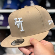 New Era Los Angeles Dodgers 'Upside Down Logo' Khaki 9FIFTY Adjustable Snapback Hat - Product Image