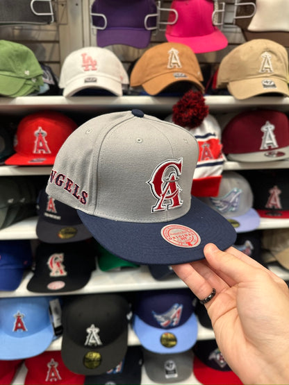 LA Angels MLB Anniversary Side Patch | Mitchell & Ness Original Fit Adjustable Hat | Gray/Black