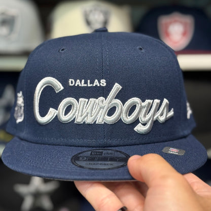 New Era Dallas Cowboys 'Script Logo' Navy/Silver 9FIFTY Snapback