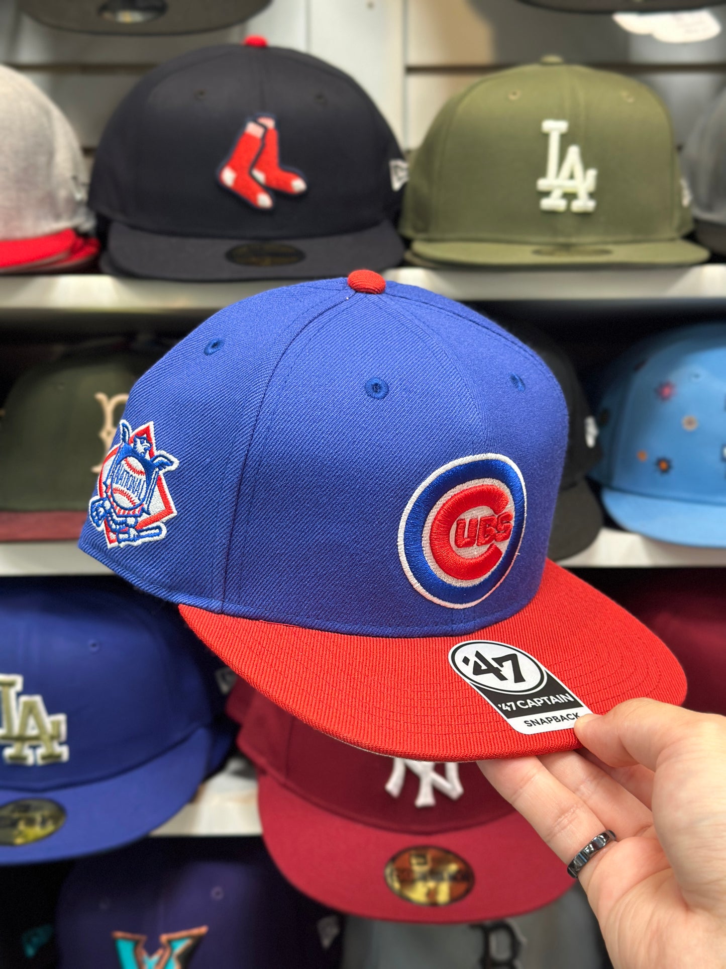 Chicago Cubs MLB National Patch | '47 Brand Captain Snapback | Blue/Red