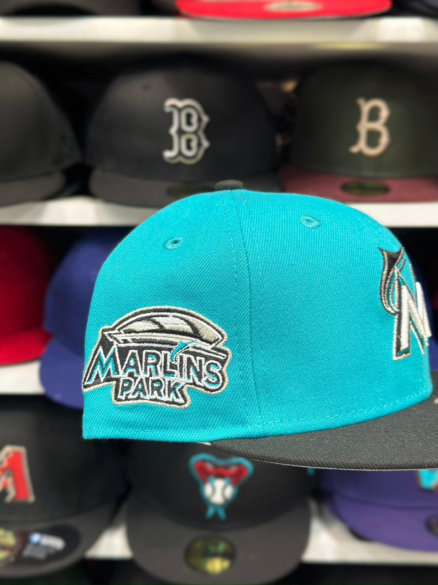 Miami Marlins MLB Park Patch | New Era 59FIFTY Fitted Cap | Teal/Black