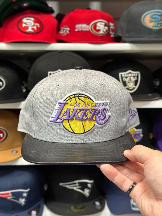 LA Lakers NBA Leather Accents | New Era 9FIFTY Snapback | Gray/Black