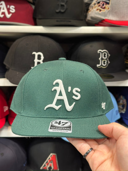 Oakland Athletics MLB Snapback | Classic '47 Brand Captain Adjustable Snap | Dark Green