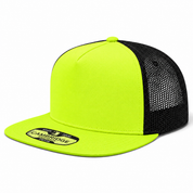 Pit Bull Cambridge PB108 Blank 5-Panel Mesh Trucker Adjustable Snapback Hat - Highlighter/Black