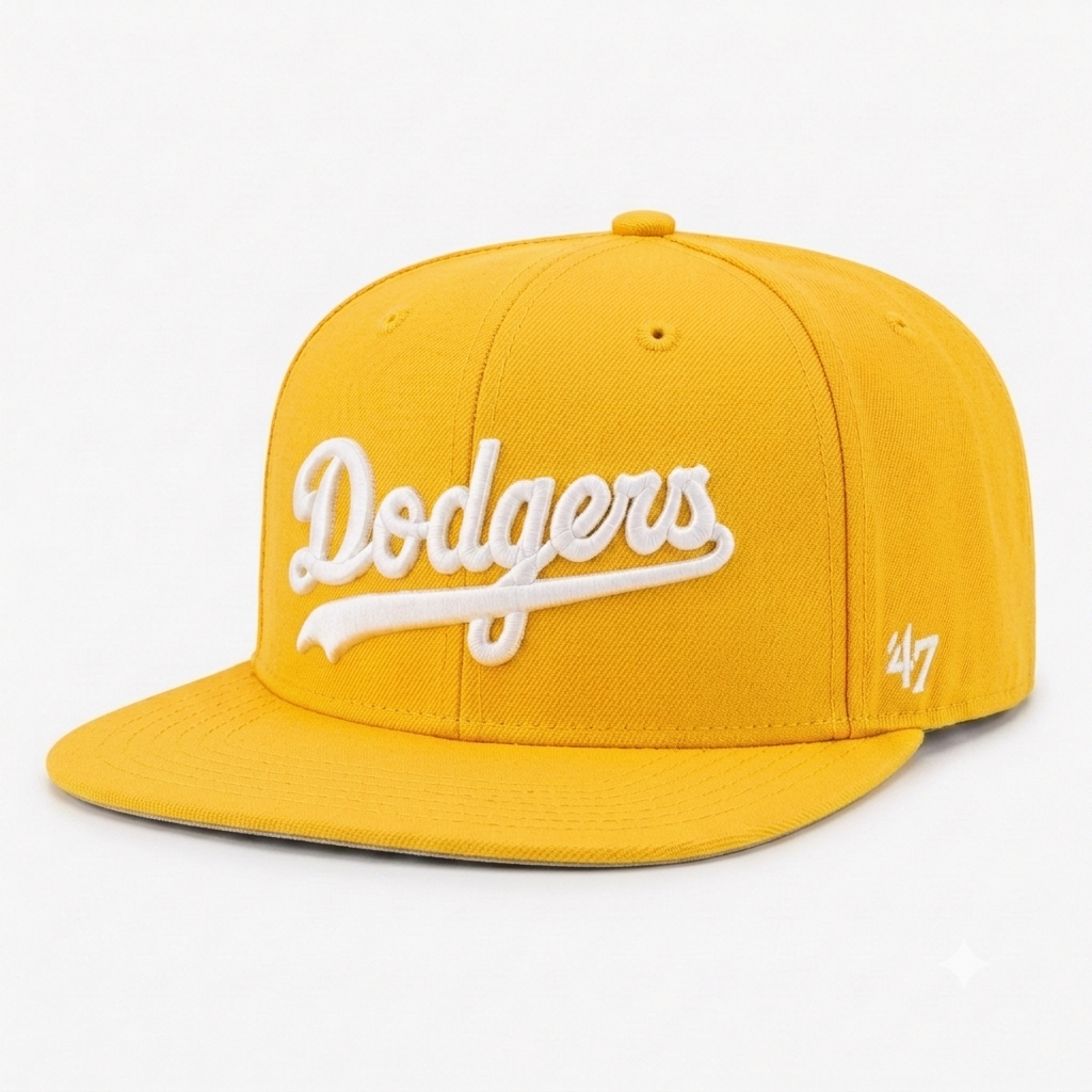 Los Angeles Dodgers Script '47 Brand Captain Adjustable Snapback - Yellow - Product Image