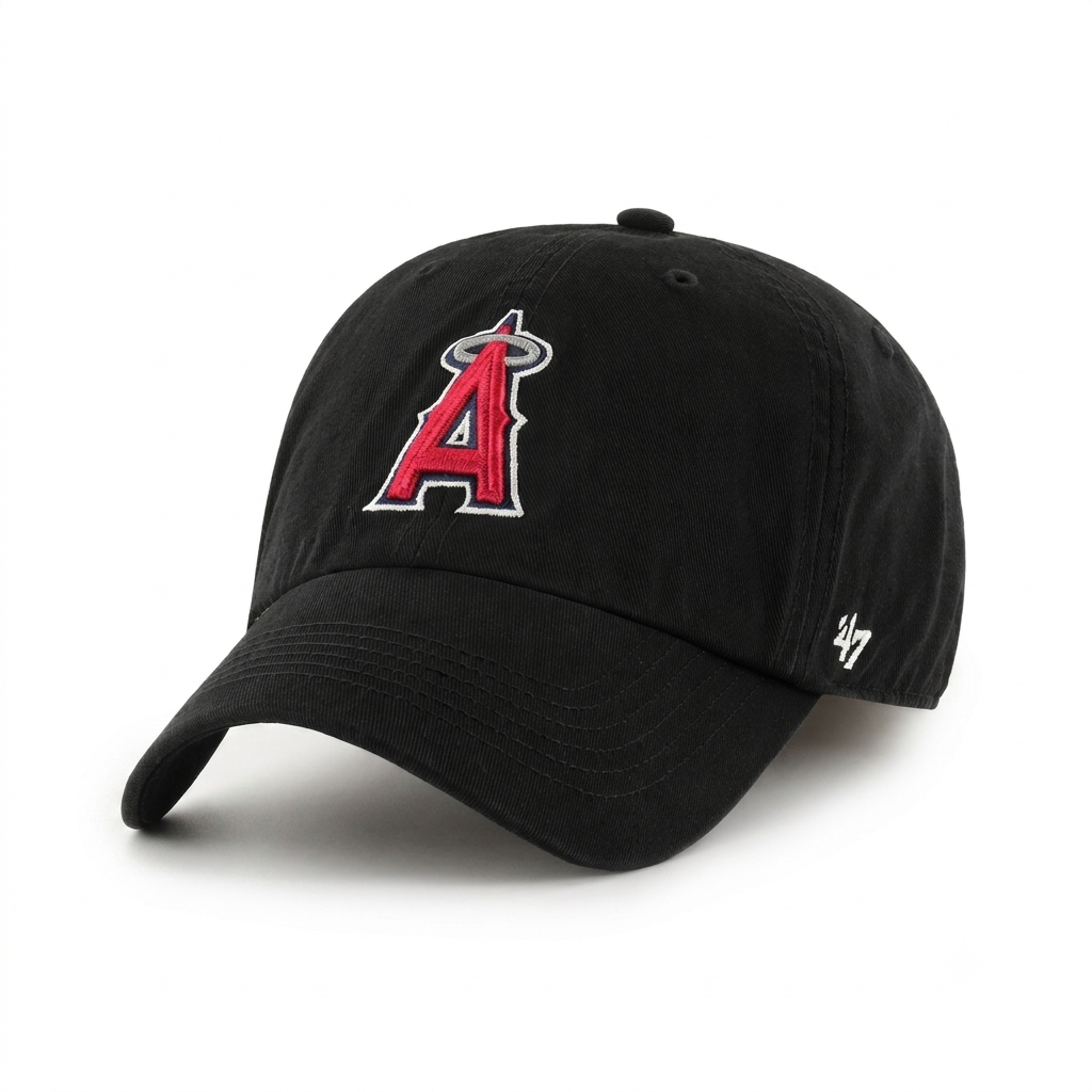 *Check Logo Color* Los Angeles Angels '47 Brand Clean Up Adjustable Dad Cap - Black - Product Image