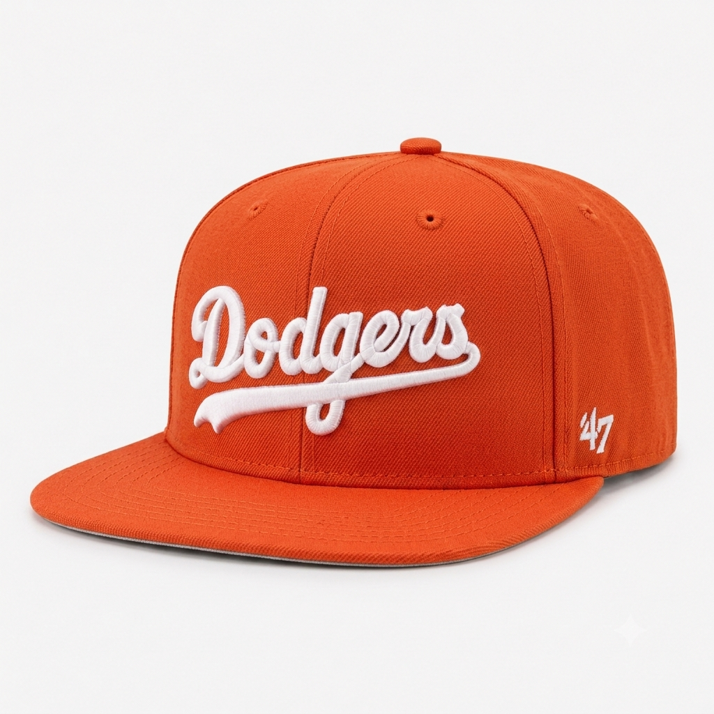 Los Angeles Dodgers Script '47 Brand Captain Adjustable Snapback - Orange - Product Image