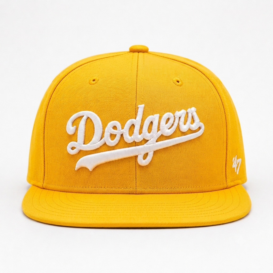 Los Angeles Dodgers Script '47 Brand Captain Adjustable Snapback - Yellow - Product Image