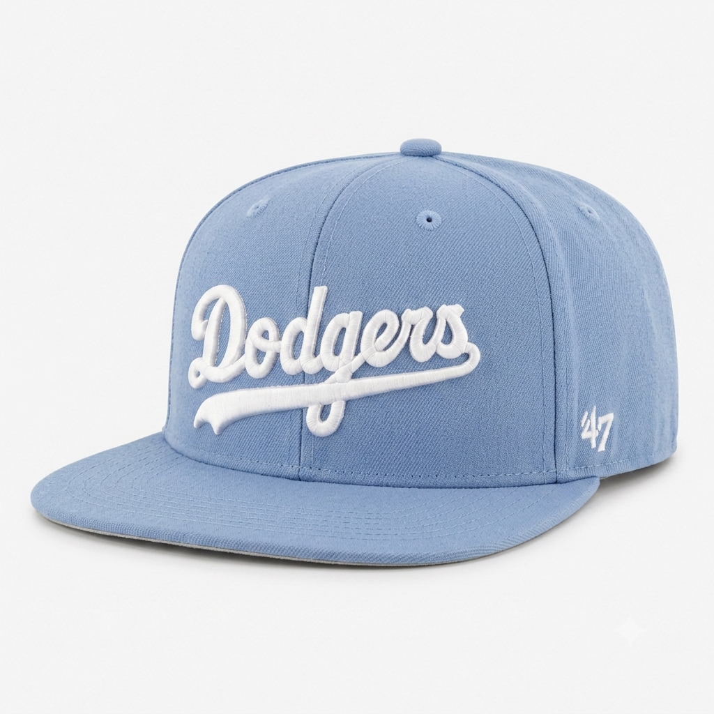 Los Angeles Dodgers Script '47 Brand Captain Adjustable Snapback - Baby Blue - Product Image