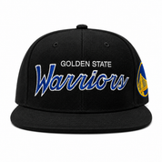 Golden State Warriors 'Script Logo' Black Mitchell & Ness Snapback - Product Image