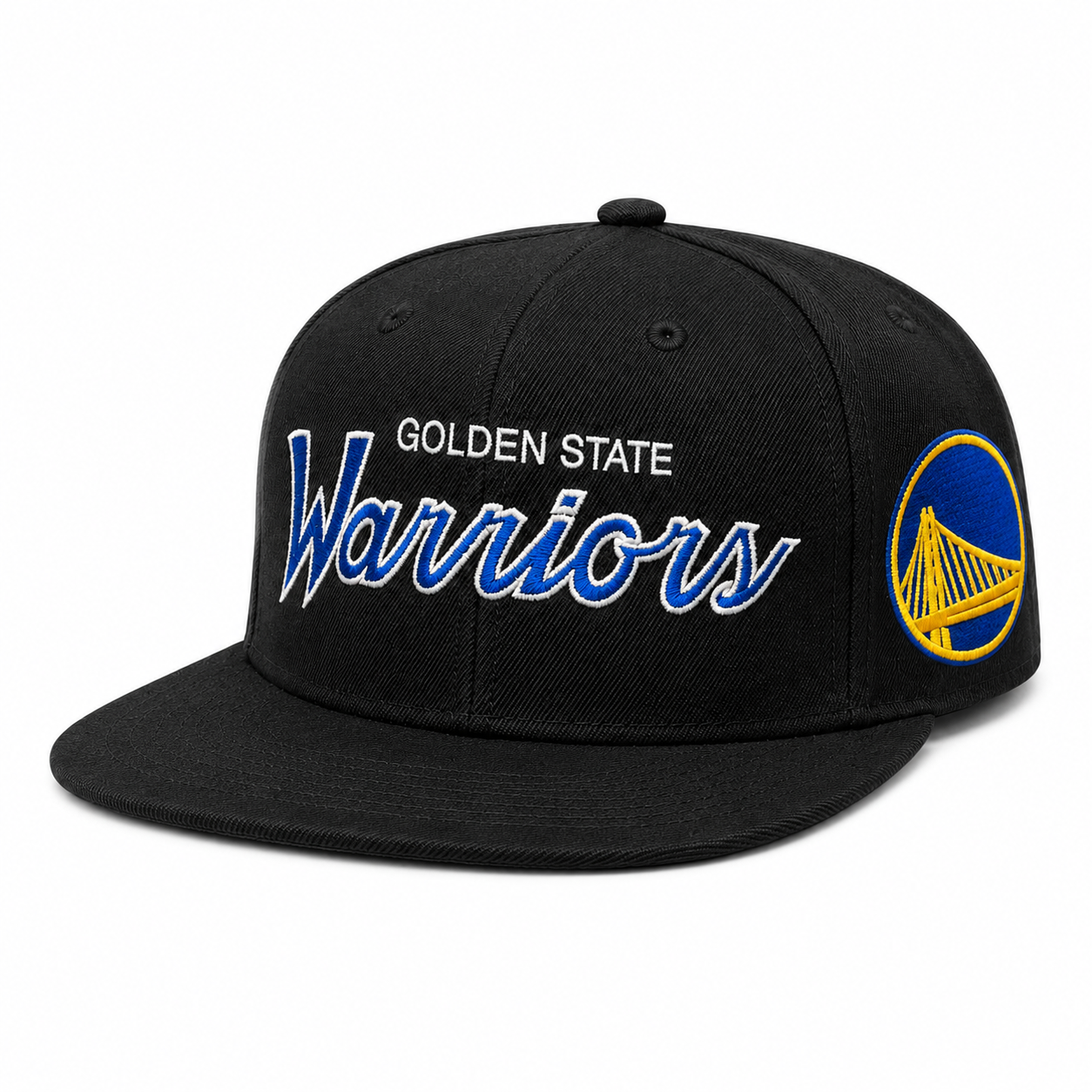 Golden State Warriors 'Script Logo' Black Mitchell & Ness Snapback - Product Image
