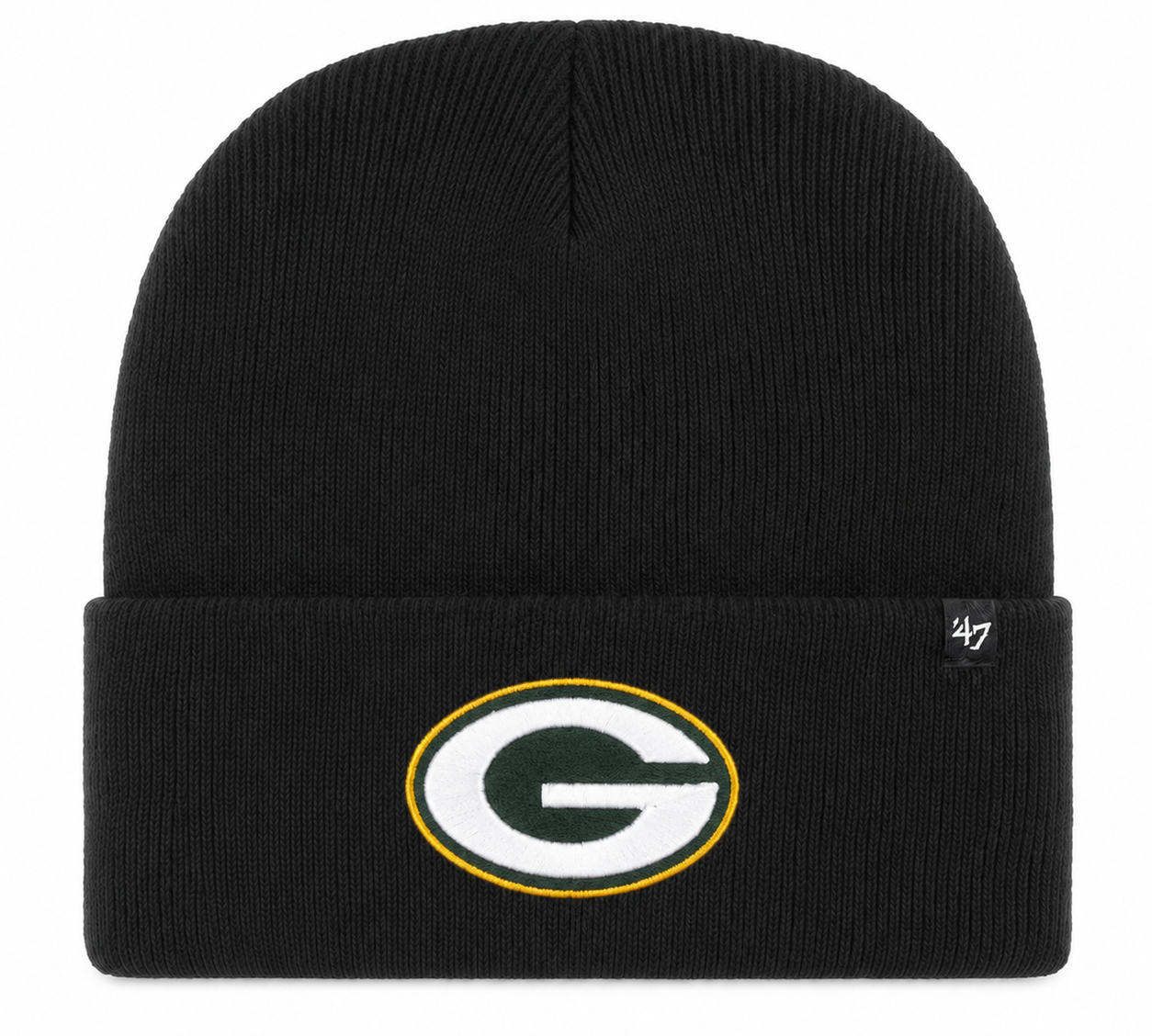 Green Bay Packers '47 Brand Cuff Knit Beanie - Black - Product Image
