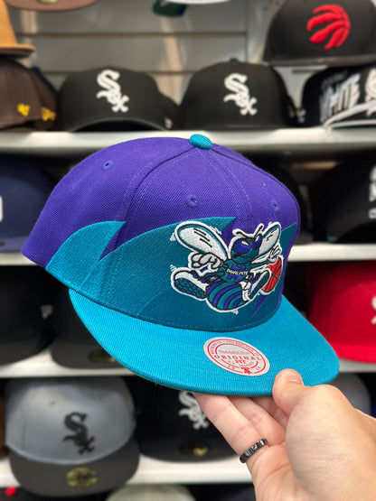 Charlotte Hornets NBA Snapback | Vintage Mitchell & Ness Original Fit Adjustable Cap | Teal/Purple